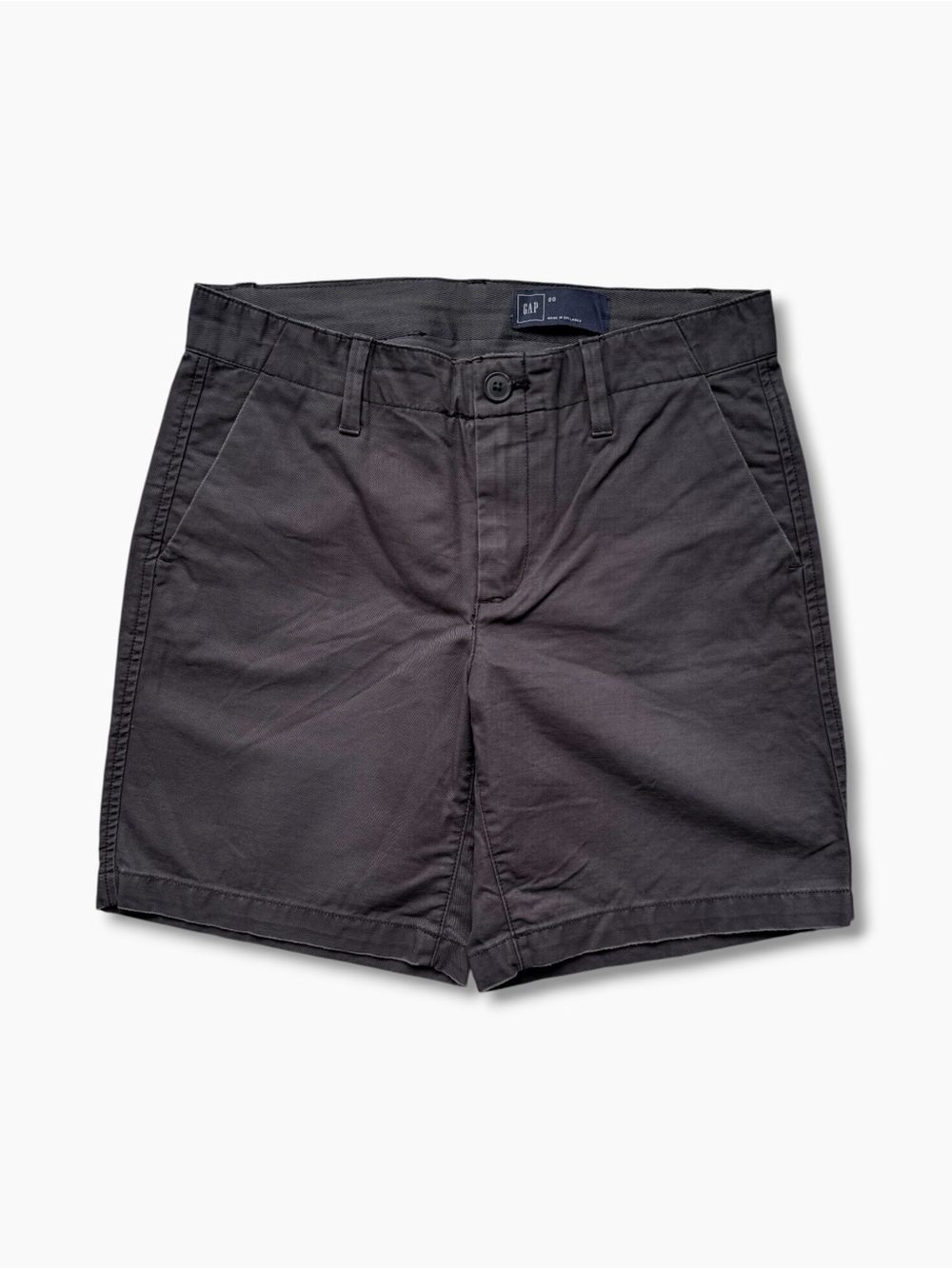 Gap Chino Shorts Mid Rise Flat‎ Front Cotton Twill Washed Black 00 Preppy